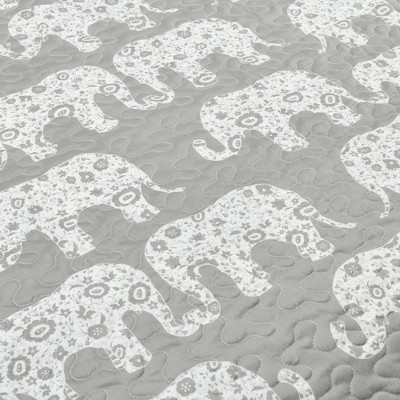 Full Gray Elephant Parade Sherpa Fleece Blanket