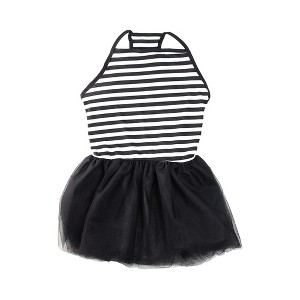 Midlee Elegant Black & White Stripe Tutu Large Dog Dress - 1 of 4