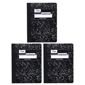 Mead® Composition Book, Wide Ruled, 100 Sheets, 9 3/4" x 7 1/2", Black Marble, Pack of 3 - 1 of 4