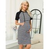 Womens Casual Long Sleeve Maternity Dress Pocket Knee Length Breastfeeding Nursing Hooded Pregnancy Dress - 3 of 4