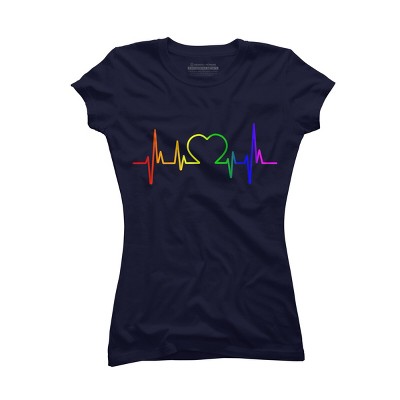 Adult Design By Humans Pride Heartbeat Rainbow By LuckyCharm99 T-Shirt