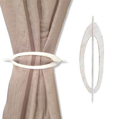 Evideco French Home Goods Elegant Metal Curtain Tiebacks, Oval Design for Easy Install – Perfect for Drapes, Curtains, and Sheer Panels