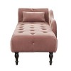 Beautyolove 60.6" Velvet Chaise Lounge Buttons Tufted Nailhead Trimmed Solid Wood Legs with 1 Pillow,Rose - 4 of 4