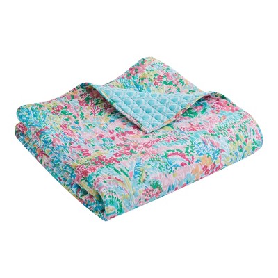 Karolynna Floral Reversible Cotton Quilted Throw 50x60in