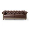 Retro Upholstered 3 Seater Leather Couch Rolled Arm for Living Room Bedroom Office - 2 of 4