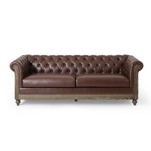 Mirod 3-Seat Retro Sofa with Wooden Legs, Comfortable Modern Couch for Living Room, Study, Lounge, and Apartment Spaces - 1 of 4