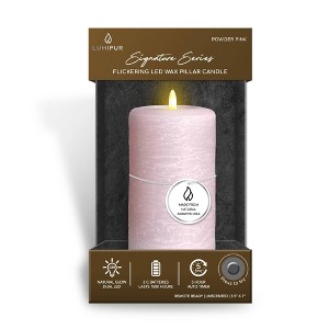 LumiPur 3.5"x7"  Signature Natural Glow Flickering Flameless LED Wax Pillar Candle Powder Pink - 1 of 4