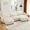 Aukfa Cream Velvet Large Sofa with Bolster Armrests, Waist & Throw Pillows – Modern Couch for Living Room, Bedroom or Office - 4 of 4