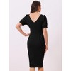 Allegra K Women's Summer Ruffle Puff Sleeve Slit Cocktail Party Bodycon Dress - 4 of 4