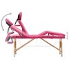 vidaXL Foldable Massage Table 4 Zones Wood Pink - 4 of 4