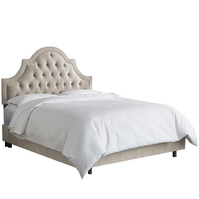 Bella High Arch Tufted Bed Queen Velvet Light Gray Furniture - Skyline Furniture