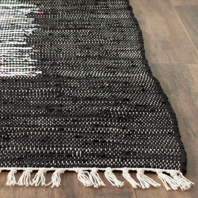 Montauk Ivory and Black Handwoven Cotton Area Rug