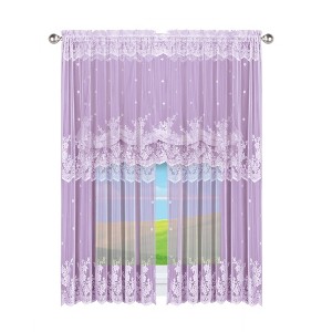Collections Etc Vintage Rose Lace Sheer Window Curtain Panel - 1 of 3