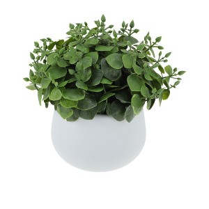 Unique Bargains Artificial Plants Eucalyptus Plant in White Pot Plastic Green 1 Pc - 1 of 4