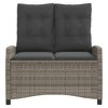 vidaXL Reclining Patio Bench with Cushions Outdoor Furniture Gray Poly Rattan - 3 of 4