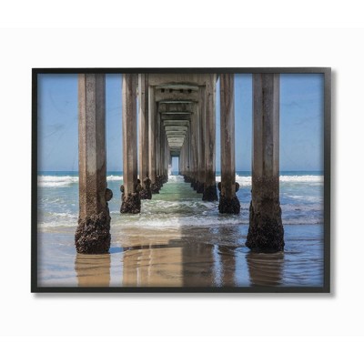 Stupell Industries Ocean Water Beneath Pier Beach Coastline Photograph