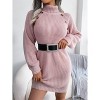 Coolmee Women's Long Sleeve Sweater Dress Turtle Mock Neck Rib Knit Bodycon Sweater Fall Outfits Mini Dress - 4 of 4