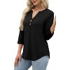 Women 3/4 Sleeve Shirts Notch V Neck Tops Casual Dressy Blouses Beach Vacation Tunic Tops - 4 of 4