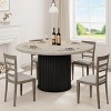 47Inch Round Dining Table for 4-6 People, Black Dining Room Table with Sturdy Waveform Metal Pedestal Base - 4 of 4