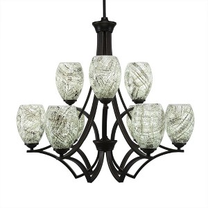 Toltec Lighting Zilo 9 - Light Chandelier in  Dark Granite with 5" Natural Fusion Shade - 1 of 1
