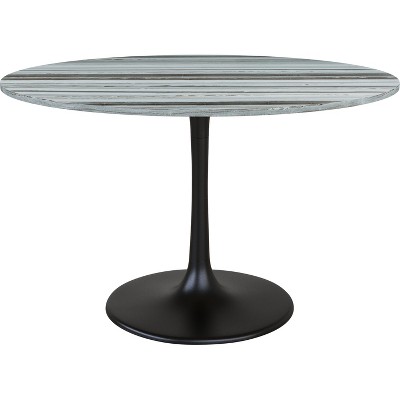 47.8" Stephanie Round Marble Dining Table Gray - ZM Home: Modern Glam Pedestal Base, Seats 4