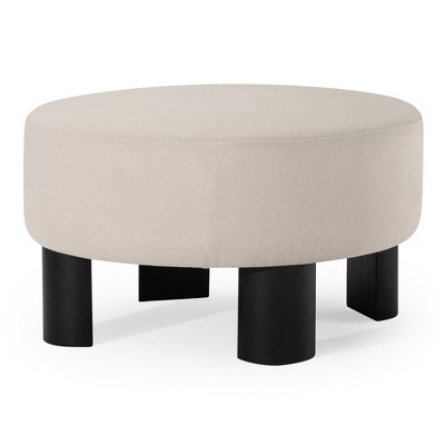 Maven Lane Celia Contemporary Upholstered Ottoman with Refined Wood Finish