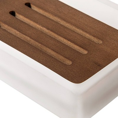 Frosted Glass and Wood Soap Dish