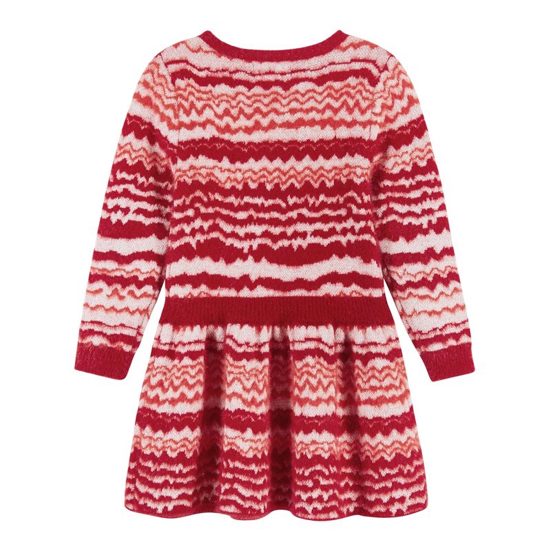 Andy & Evan  Toddler Girls Wavy Red Stripe Holiday Dress, 3 of 6