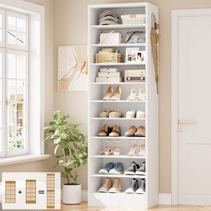 Besiost Shoe Storage Cabinet, 10-Tier Shoe Rack With Drawers - 1 of 4