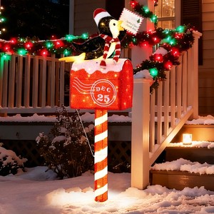 Costway 4.8 FT Christmas Lighted Penguin on Mailbox with 100 LED White Lights,Ground Stakes - 1 of 4