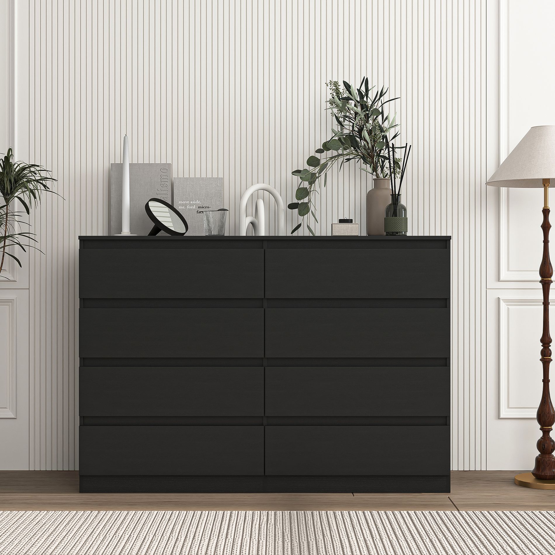 Resenkos Mid Century Modern 8 Drawer Dresser for Bedroom with Hidden Handle