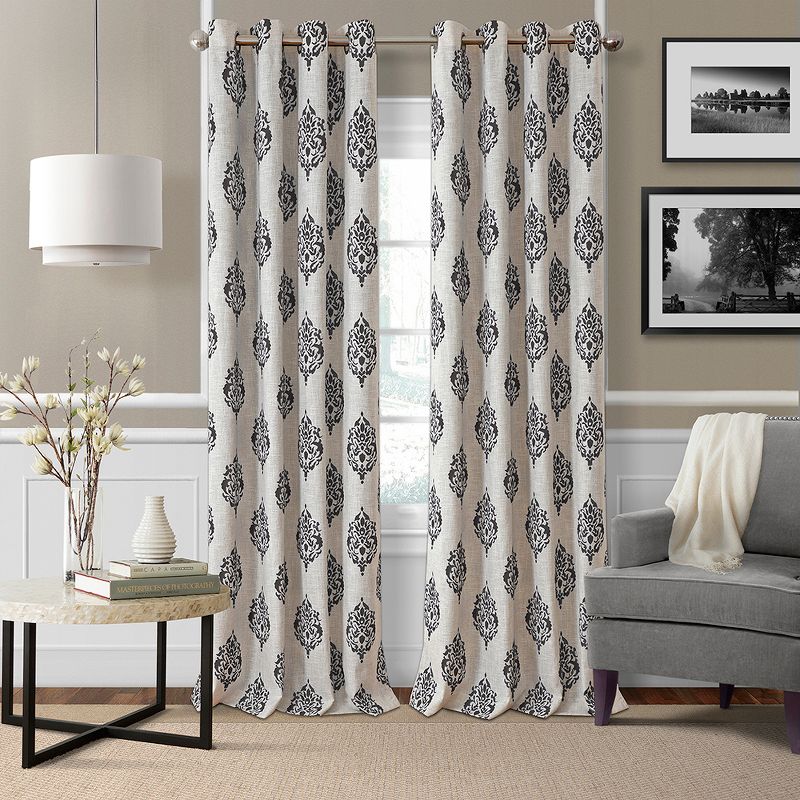 Navara Medallion Room Darkening Single Window Curtain Panel - Elrene Home Fashions, 1 of 6