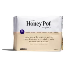 The Honey Pot Company Non-Herbal Overnight Incontinence Pads with Wings, Organic Cotton Cover - 16ct 