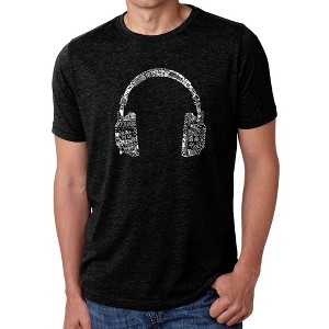 LA Pop Art Men's Premium Blend Word Art T-shirt - HEADPHONES - LANGUAGES - 1 of 4