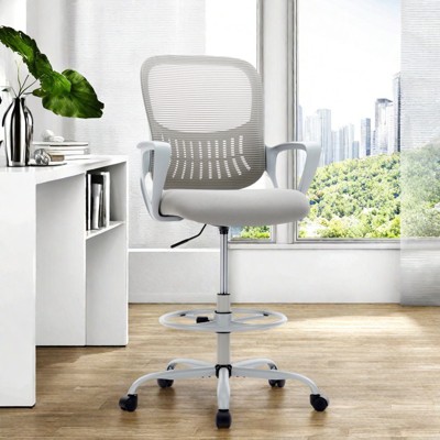 FURNIinspire Task And Office Chairs Tall Office Chair For Standing Desk With Adjustable Foot Ring, Counter Height Office Chairs, 28"*28"*49"
