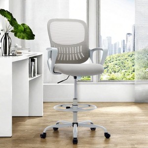 FURNIinspire Task And Office Chairs Tall Office Chair For Standing Desk With Adjustable Foot Ring, Counter Height Office Chairs, 28"*28"*49" - 1 of 4