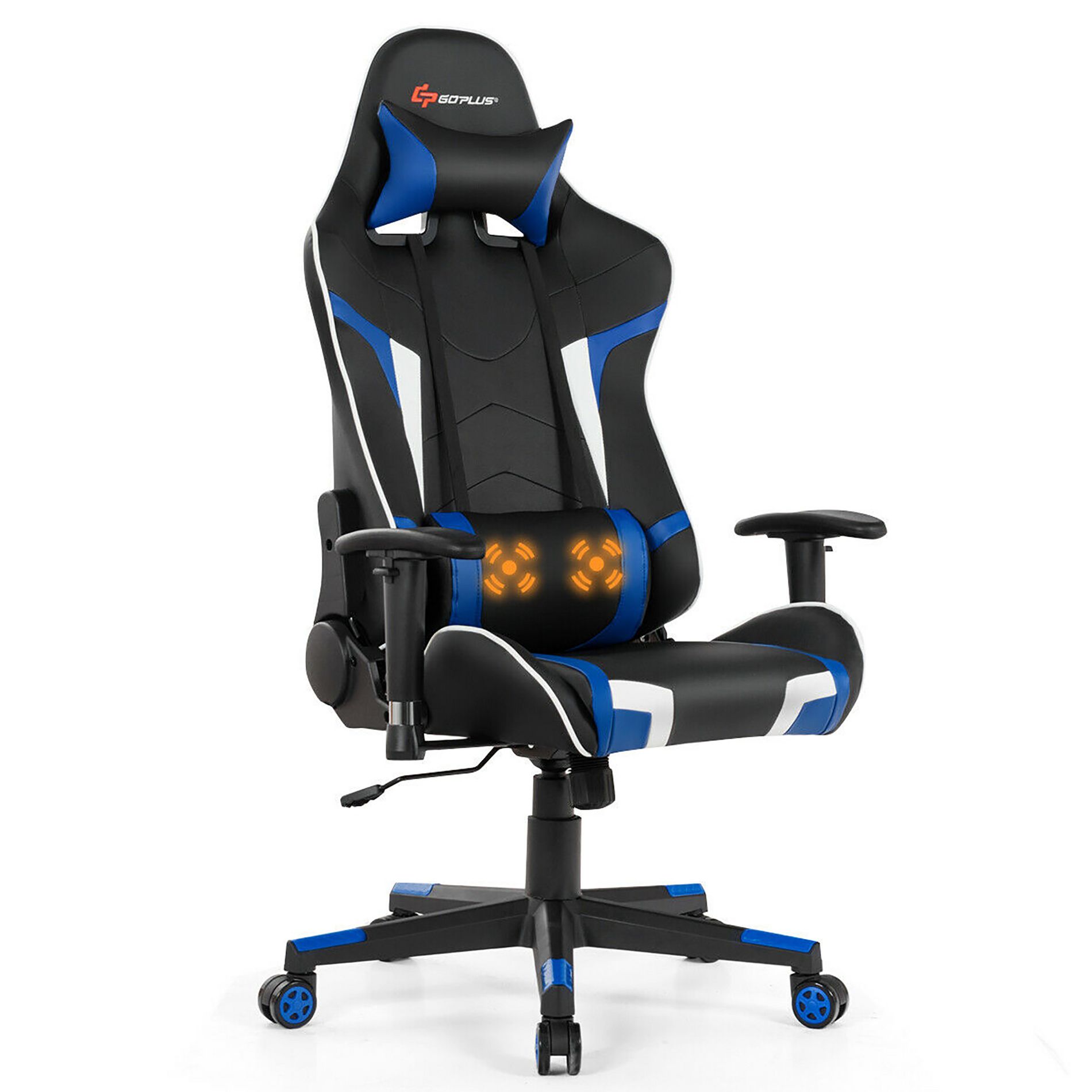 Costway Massage Gaming Chair Reclining Swivel Racing Office Chair w/Lumbar Support
