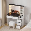 Makeup Vanity Desk and Stool, Vanity Desk with Lights in 3 Colors, Vanity Table Set with Charging Station, Drawers and Hidden Storage Shelves - 3 of 4