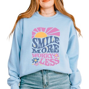 Simply Sage Market Smile More Worry Less Sunshine Sweatshirt - 1 of 4