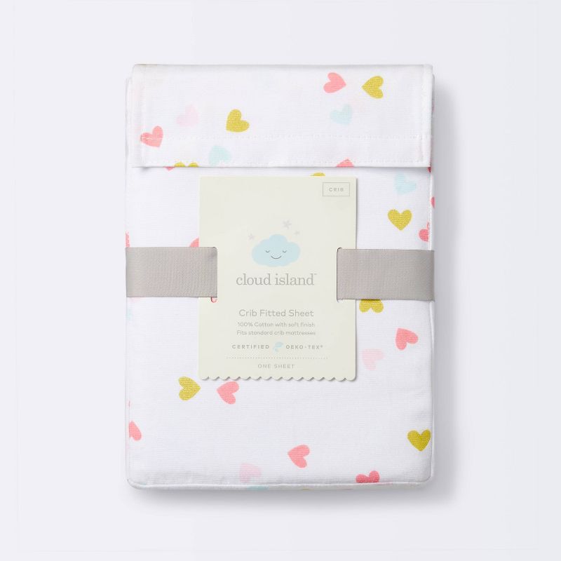 Fitted Crib Sheet Hearts - Cloud Island&#8482; White, 6 of 9