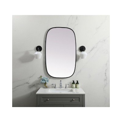 Black Metal Frame Oval Wall Mirror 24 x 40 Inch