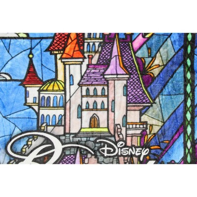 Disney Beauty and the Beast Stained Glass Plush Throw Blanket