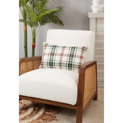 Classic Green and White Plaid Cotton Throw Pillow Cover