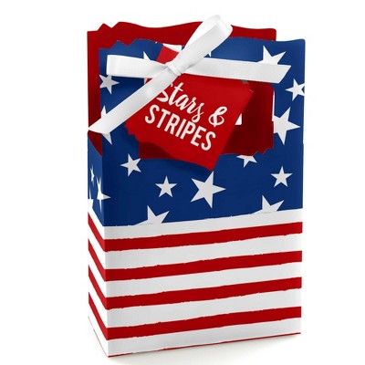 Big Dot of Happiness Stars & Stripes - Memorial Day, 4th of July and Labor Day USA Patriotic Independence Day Party Favor Boxes - Set of 12
