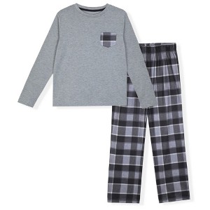 Sleep On It Boys 2-Piece Brushed Jersey Plaid Pajama Sets - 1 of 4