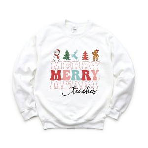 Simply Sage Market Women's Graphic Sweatshirt Merry Stacked Teacher - 1 of 4