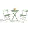 Patio Bistro Sets, 3-Piece Outdoor Furniture with Round Table & 2 Folding Chairs - 2 of 4