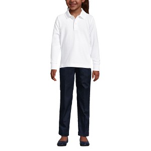 Lands' End School Uniform Kids Long Sleeve Mesh Polo Shirt - 1 of 4