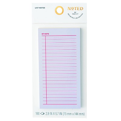 Noted by Post-it 3"x6" List Sticky Notes 100ct