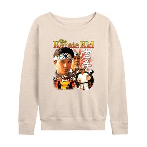 Women's - The Karate Kid - Daniel Larusso And Mr. Miyagi Lightweight French Terry Wide Neck Long Sleeve Shirt - 1 of 4